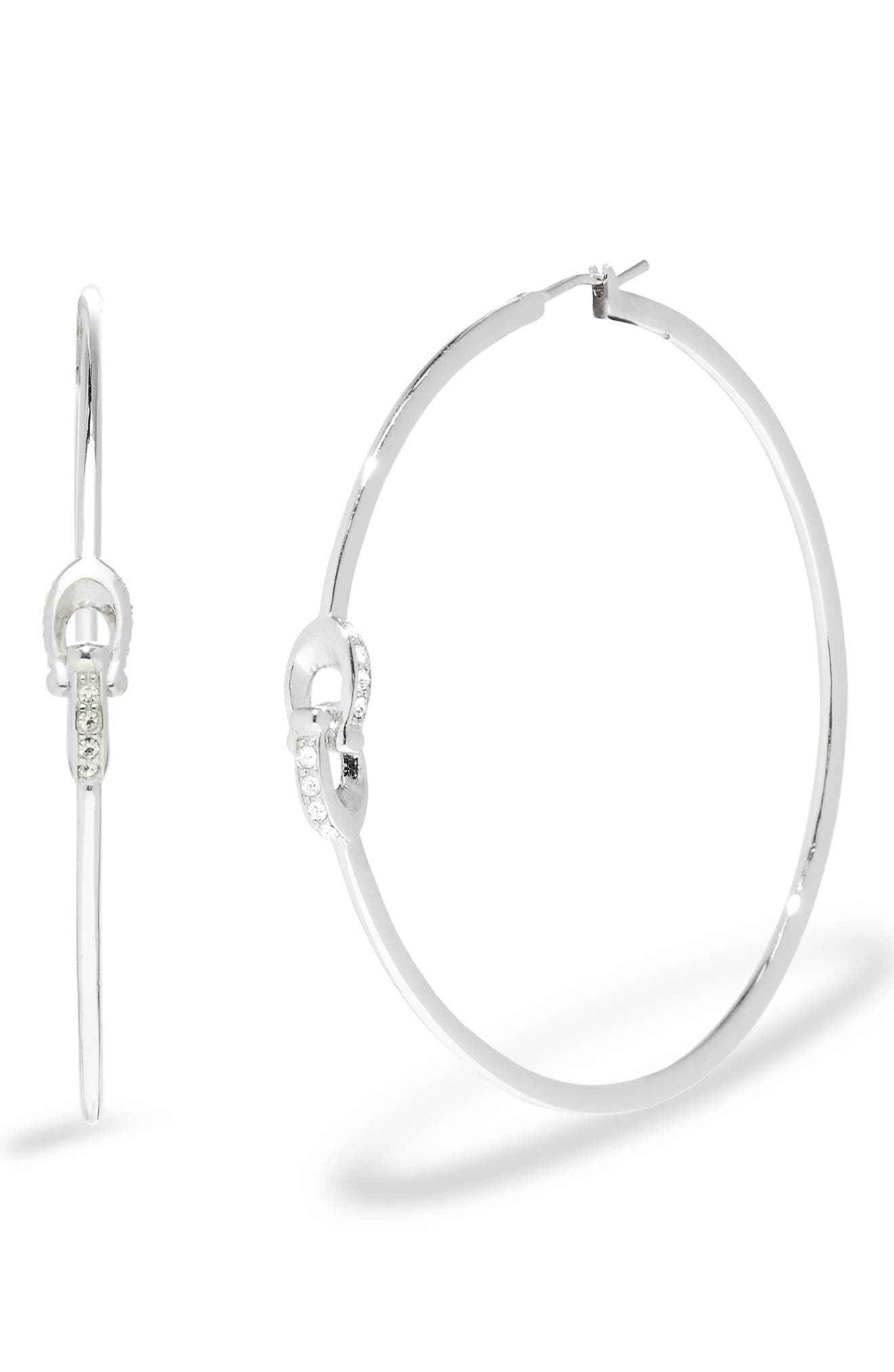 COACH Pavé Interlocked C-Link Hoop Earrings