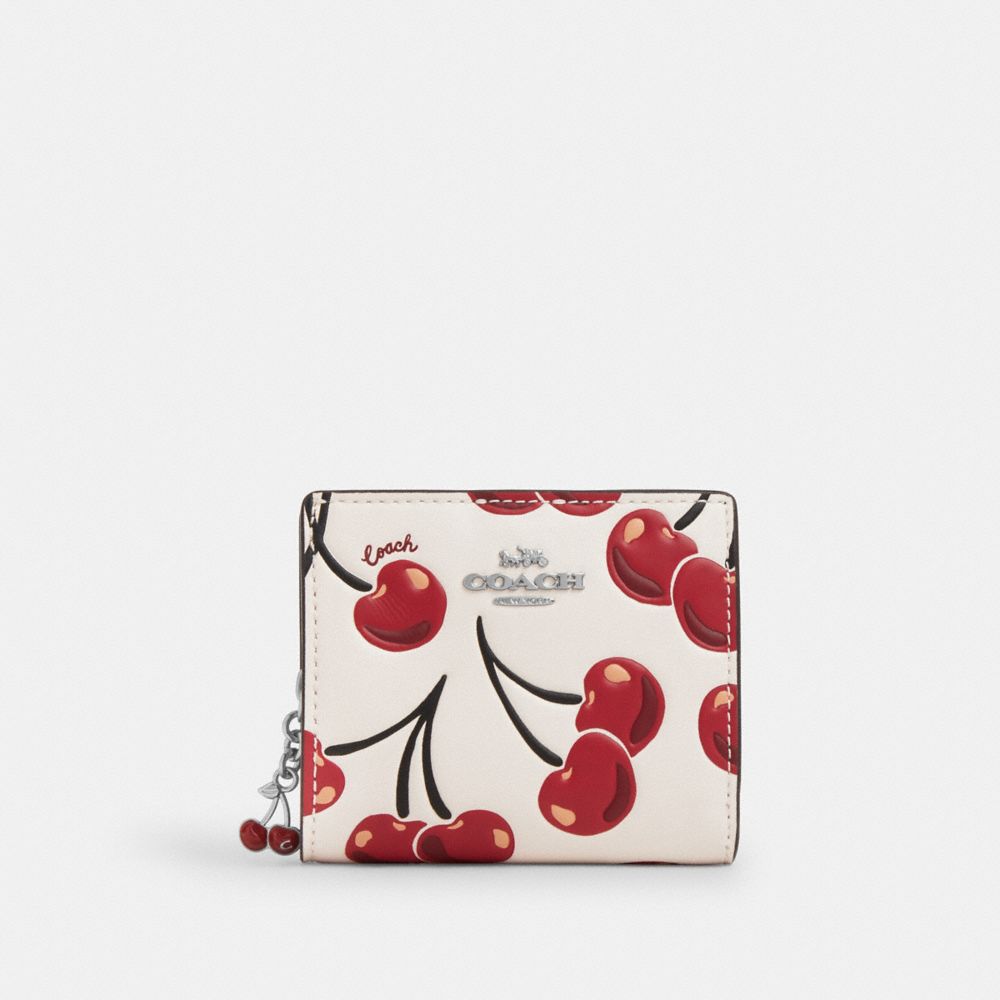 coach snap wallet with cherry print CZ618-SVCAH