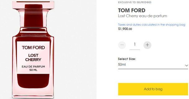 补货！TOM FORD Lost Cherry 失落樱桃限量香水50ml,直邮港澳1900港币（约1648元） - 拔草哦