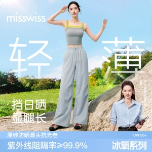 MissWiss冰氧伞兵裤女夏季薄款运动透气凉感休闲工装登山速干裤H