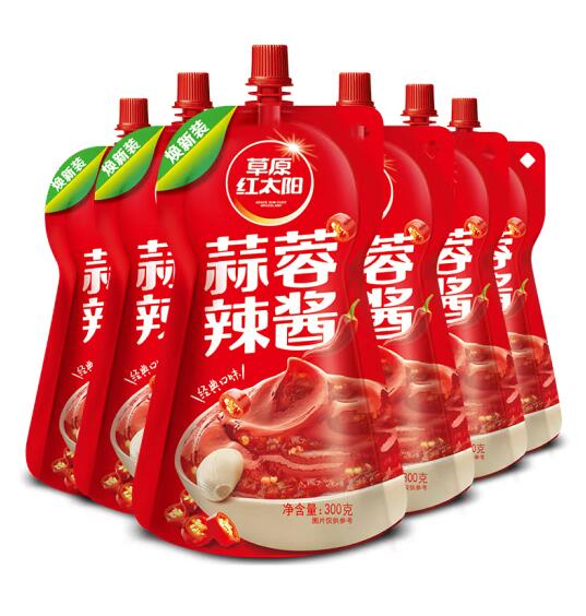 29.8元包邮！草原红太阳 蒜蓉辣酱300g*6袋