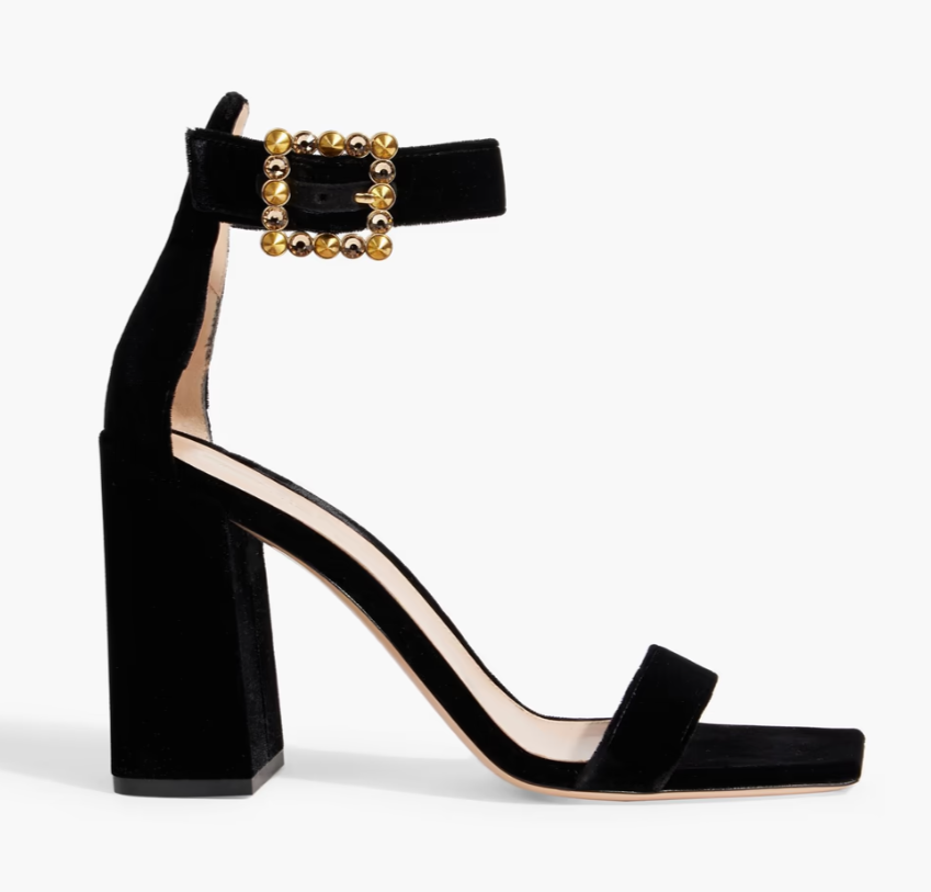 Gianvito Rossi 丝绒粗跟凉鞋