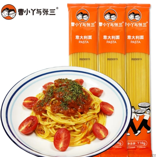 1.56元！曹小丫与张三意大利面条110g*3包