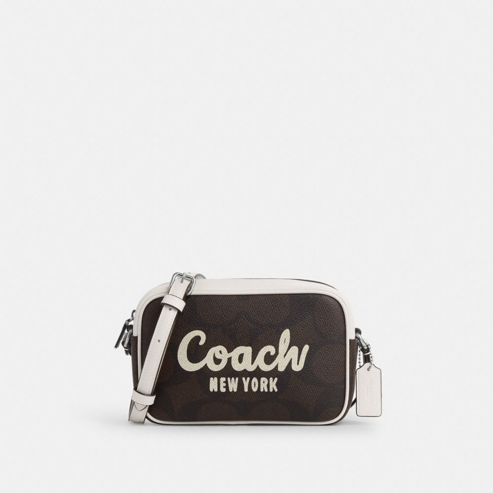 coach mini jamie camera bag in signature canvas with coach print CAB09-SVXIC