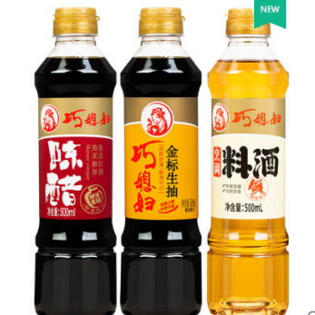 9.77元包邮！巧媳妇500ml*3瓶酱油陈醋料酒组合装