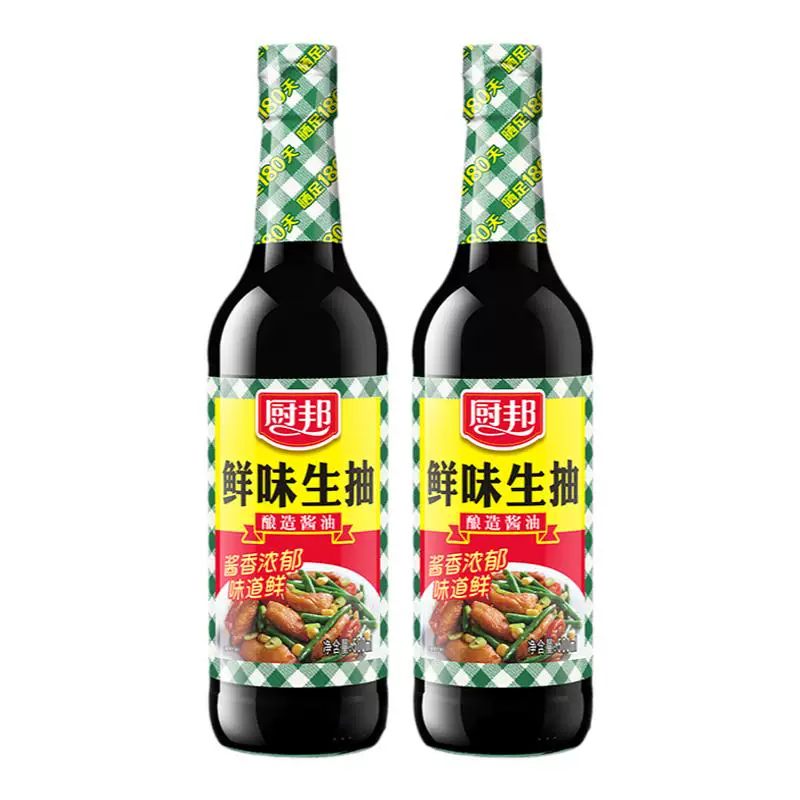 厨邦鲜味生抽500ml*2+上色老抽500ml