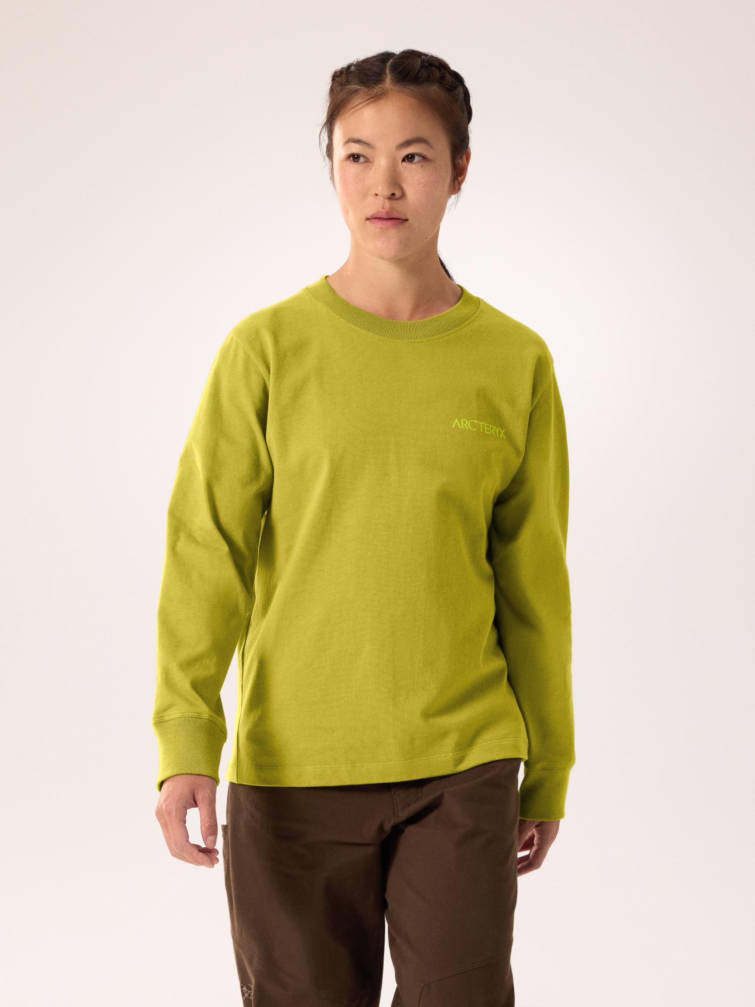 Arcteryx Kragg Cotton Bird Crew 始祖鸟女士长袖T恤 Olive Moss / Euphoria S