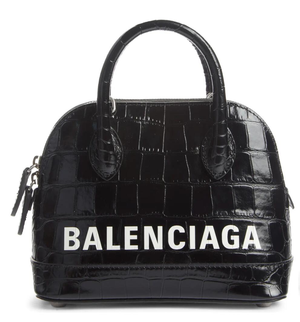 Balenciaga巴黎世家Mini Ville Croc 鳄鱼纹压花贝壳包