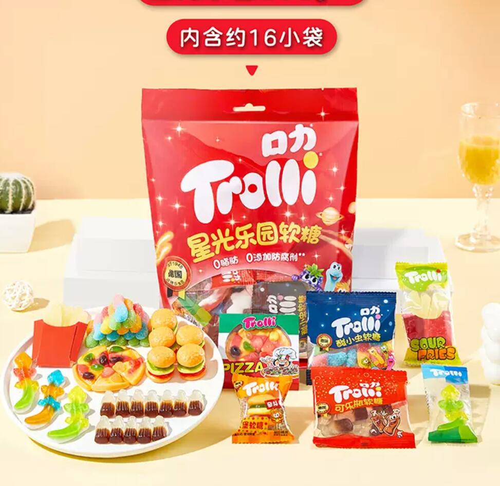 9.9元，口力 星光乐园软糖 200g(6造型16小袋) 
