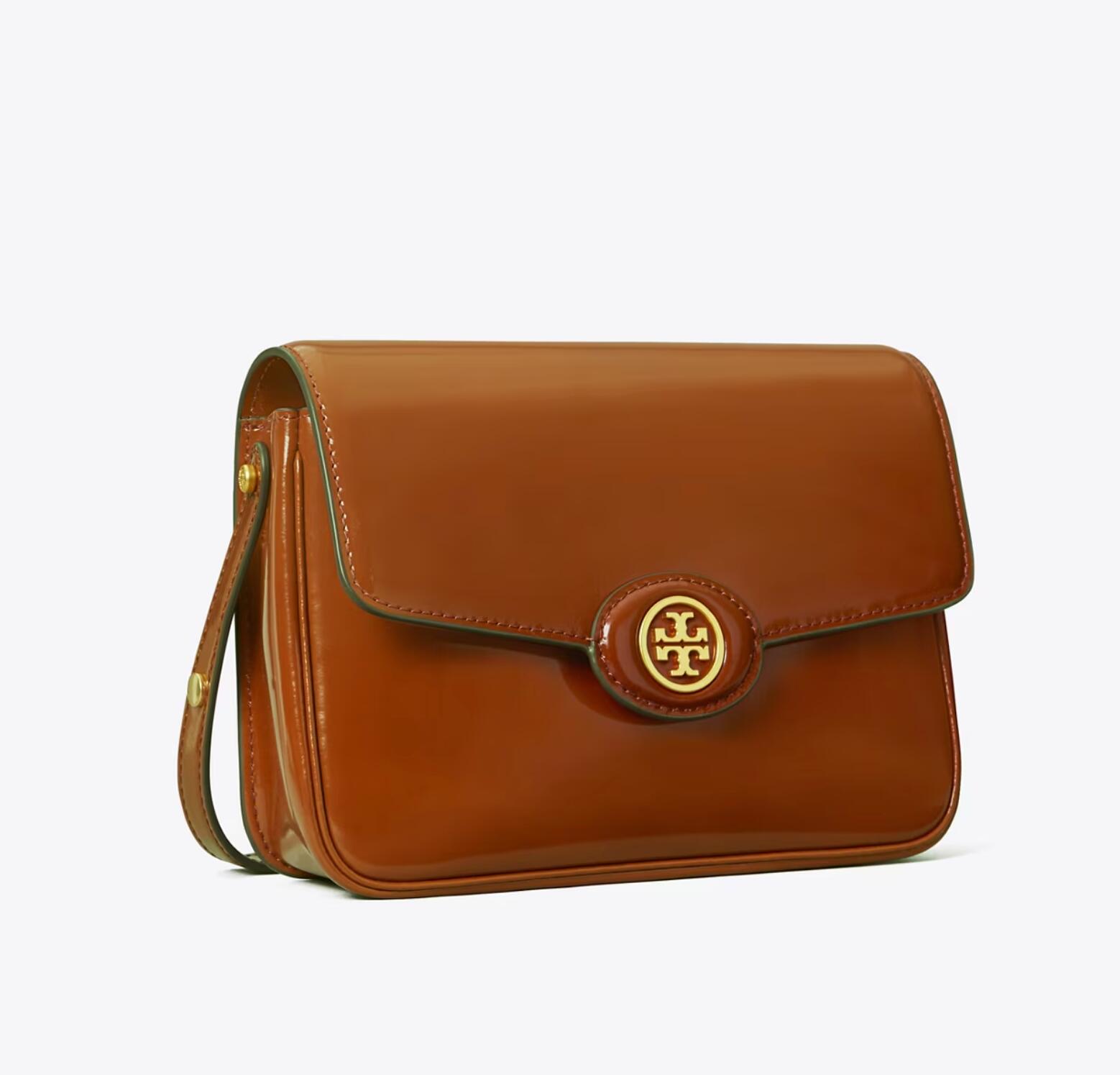Tory Burch Robinson Spazzolato豆腐包Dark Sienna棕色