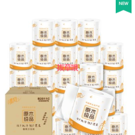 107元包邮！清风卷纸原木4层110g96卷（返18猫卡）