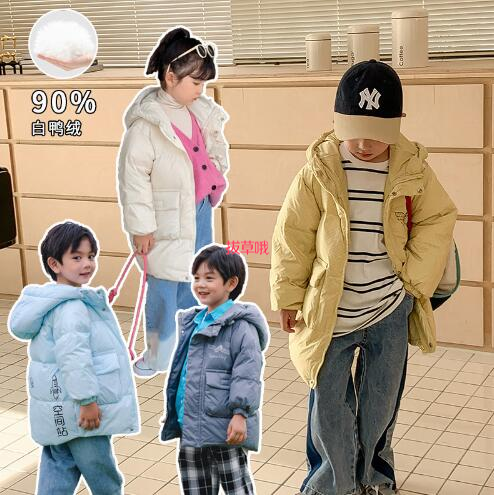 69.9元包邮！睿珵 儿童中长款加厚羽绒服90%白鸭绒