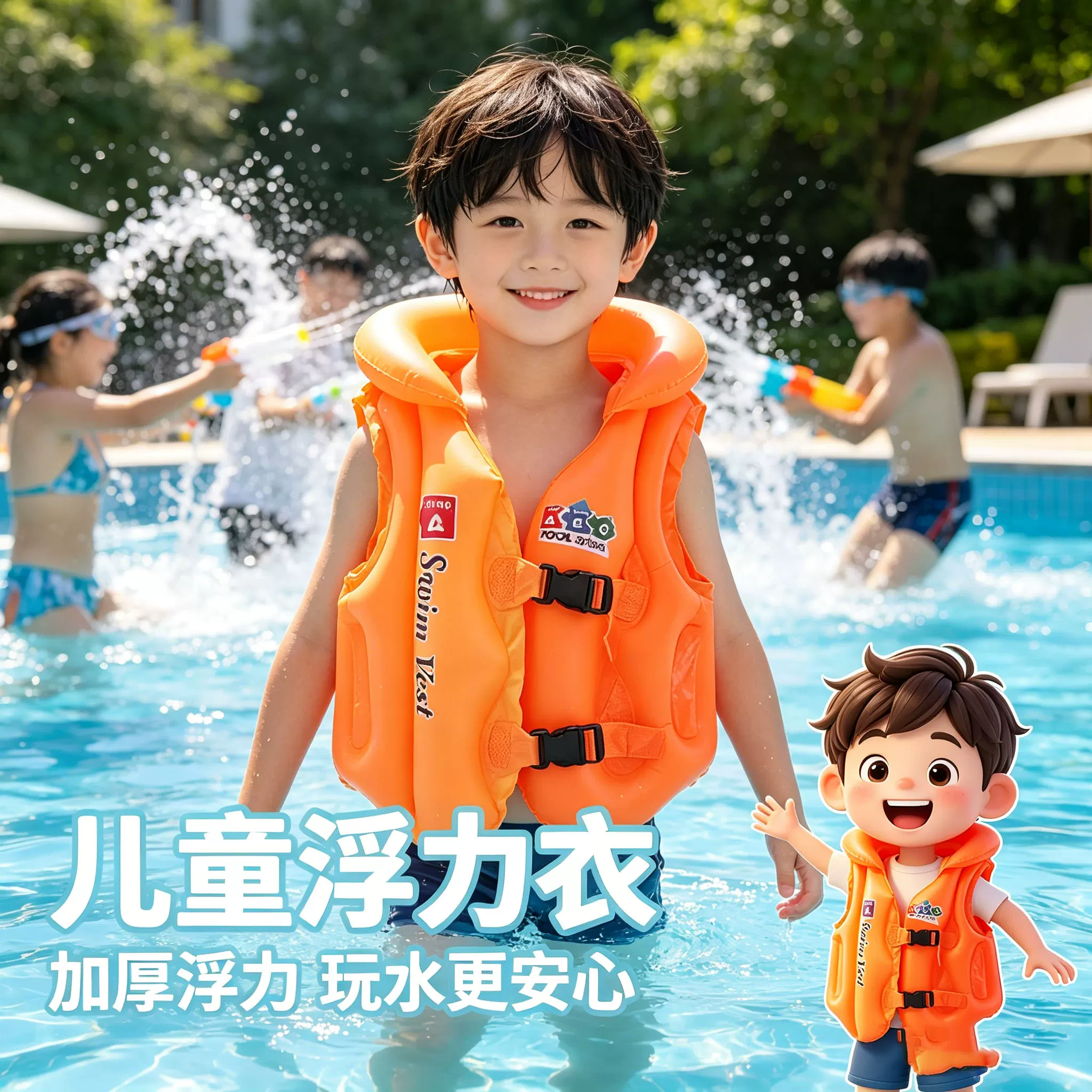 儿童浮力背心带打气筒
