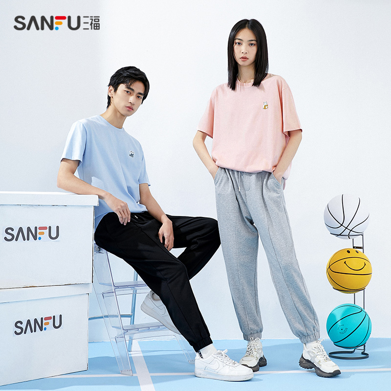 线下商场同款！三福夏季印花情侣短袖T恤