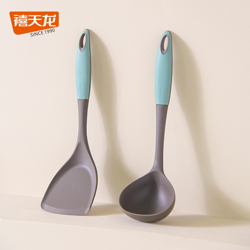  禧天龙 耐高温 不粘锅抗菌系列 硅胶铲+硅胶汤勺 两件套