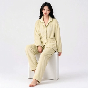 26新品暮云绒睡衣女秋软糯哑光保暖家居服加厚翻领开衫套装可外穿