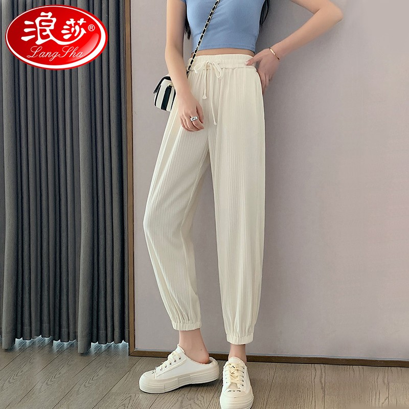 【JD旗舰店】浪莎 冰丝休闲裤米色 M