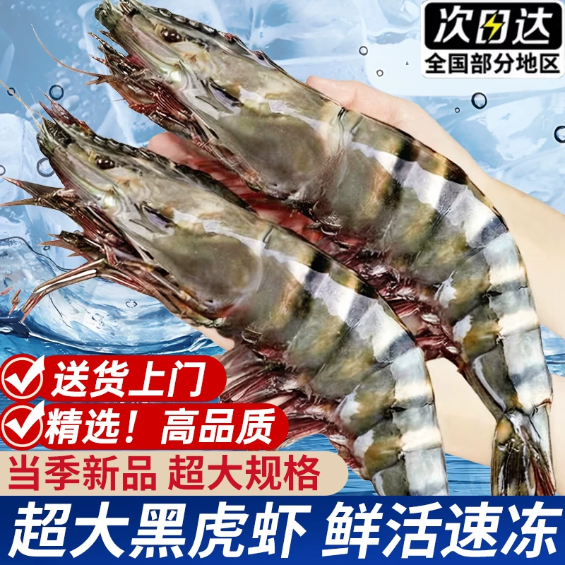 蟹小姐黑虎虾超大青岛特大黑虎虾仁鲜活速冻深海捕捞顺丰冷链包邮
