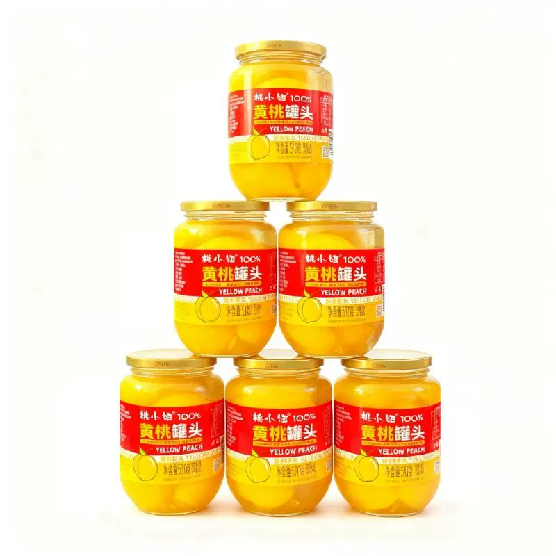 黄桃罐头510g整箱新鲜水果罐头糖水玻璃瓶装烘焙专用商用整箱批发