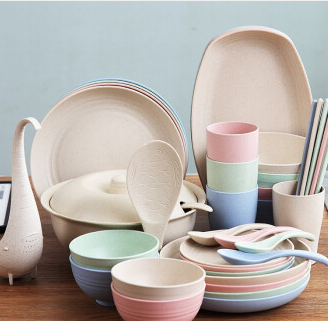 9.9元包邮！树镇 小麦秸秆餐具16件套