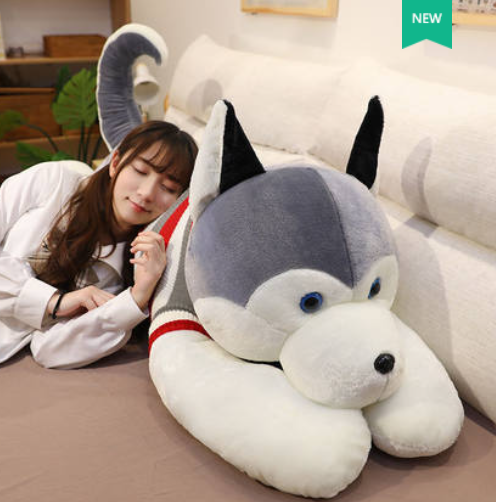 38元包邮！嘻哩嘻咪 毛绒玩具哈士奇狗狗玩偶1.6米