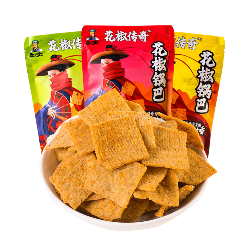 卧龙休闲食品花椒锅巴640g组合装量贩装