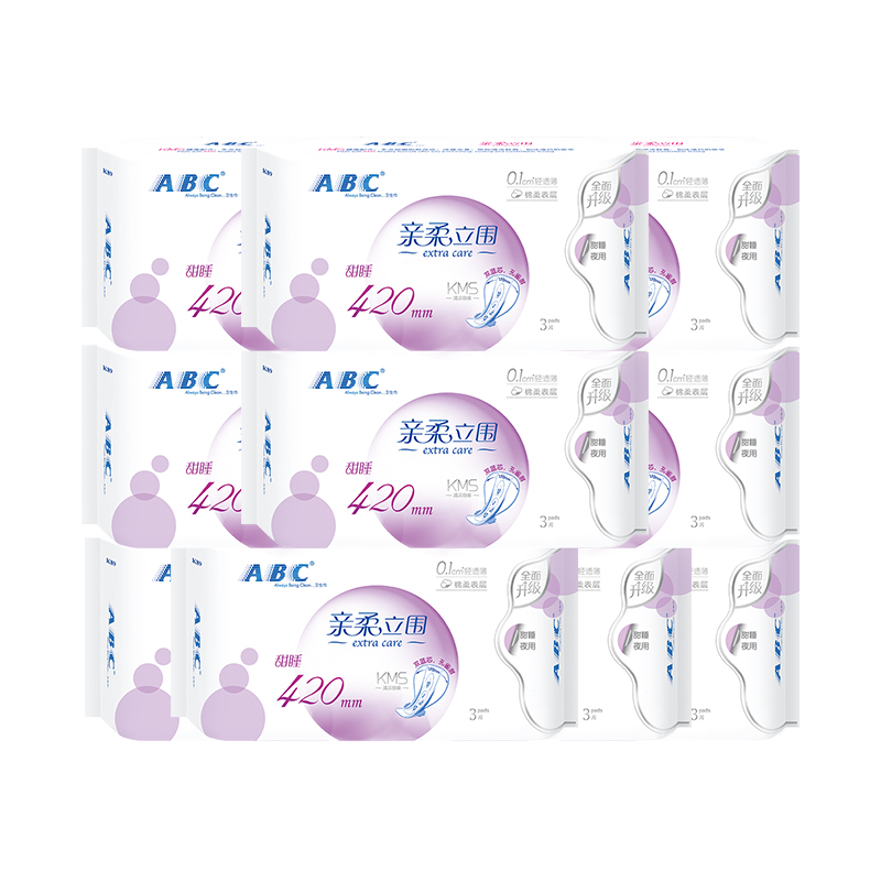 【ABC】亲柔立围防侧漏加长夜用卫生巾