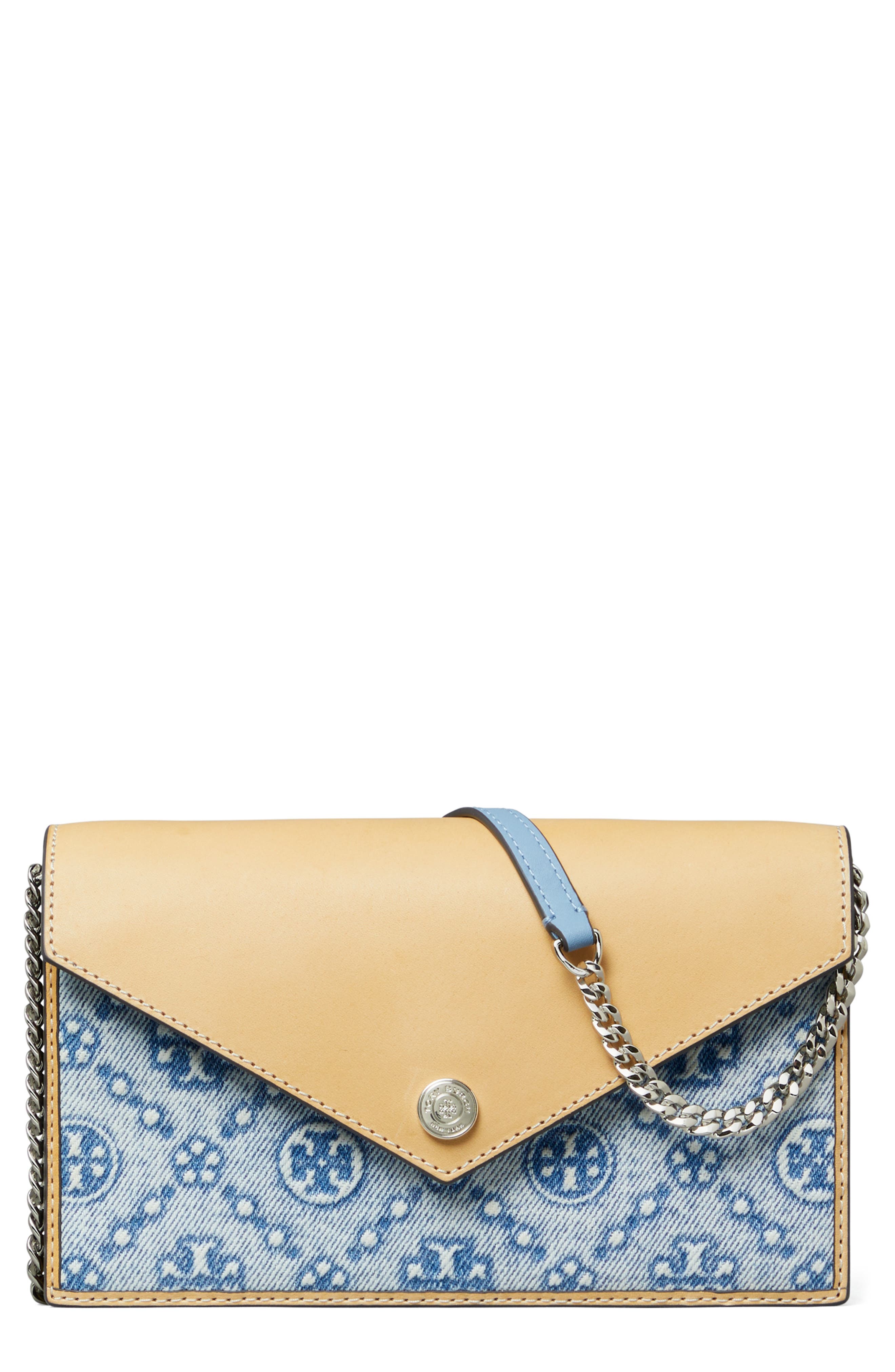 Tory Burch T Monogram Denim Envelope Crossbody Bag