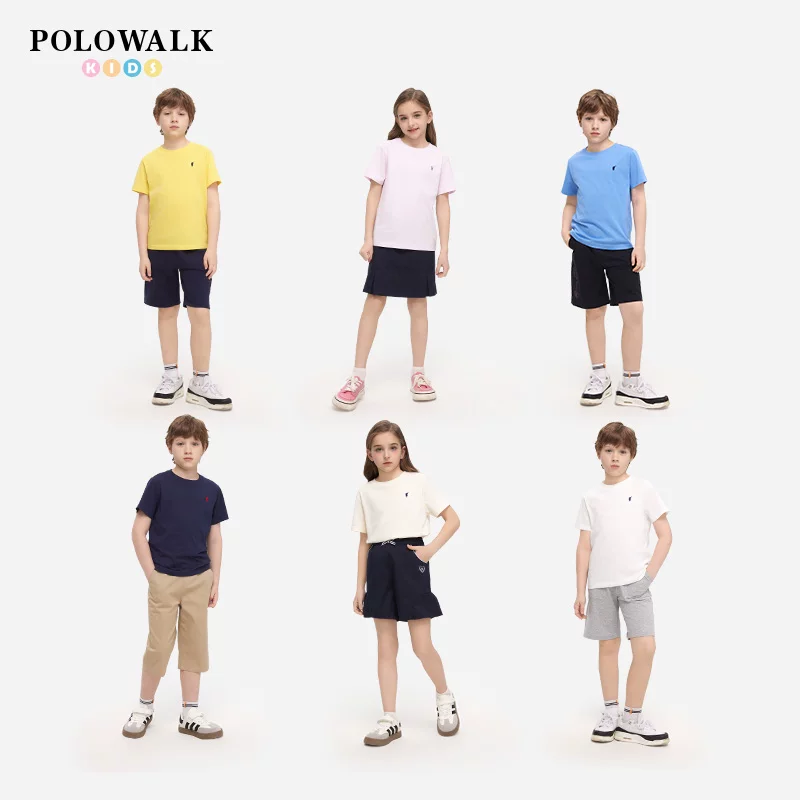【3A抗菌】POLOWALK童装2026夏季新品男童短袖T恤圆领套头衫速干