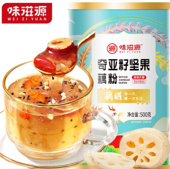19.9元包邮！味滋源 奇亚籽坚果藕粉 500g*2罐
