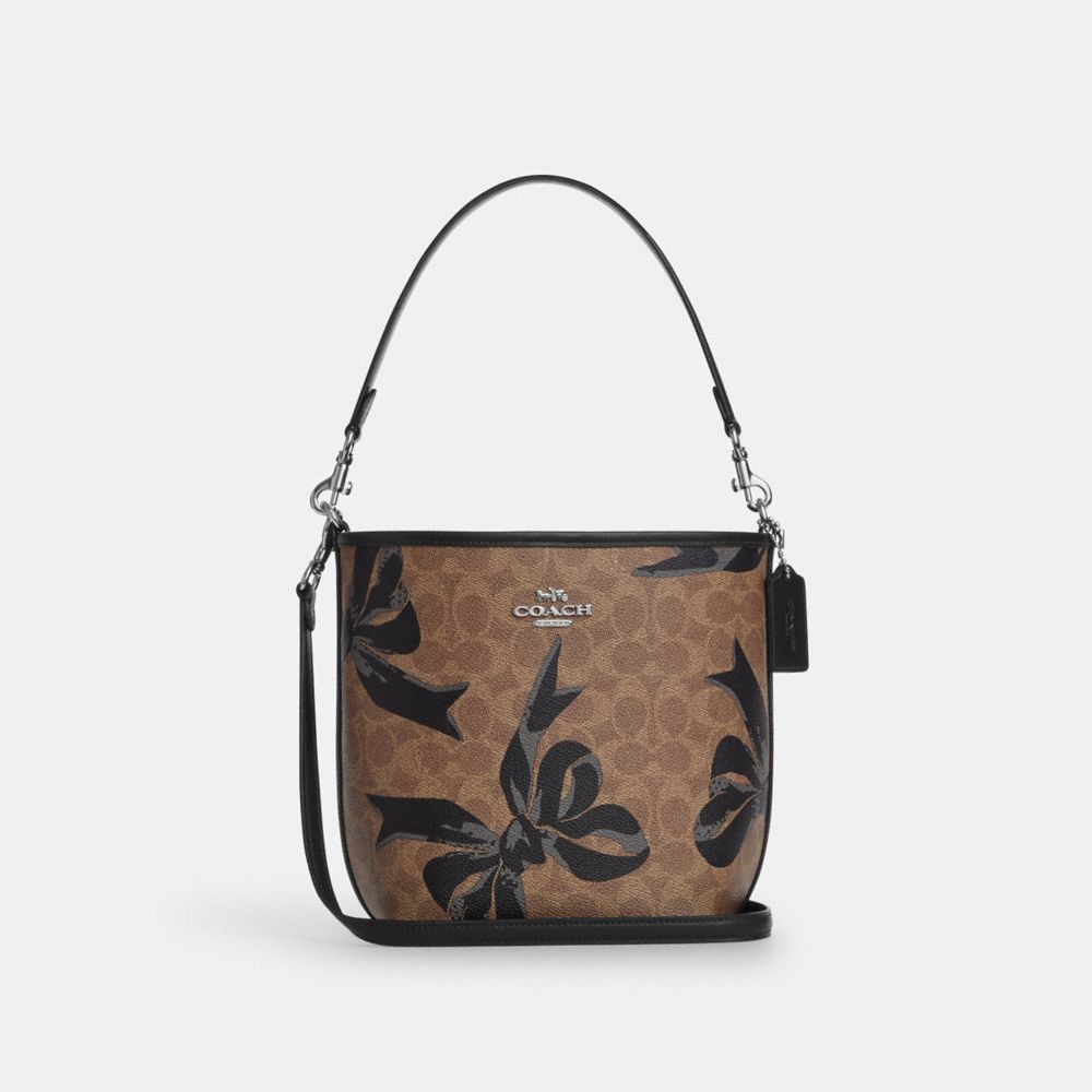 coach city bucket bag in signature canvas with bow print CY651-SVXB4