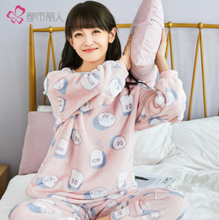56.9元！都市丽人 2021秋冬休闲简约法兰绒睡衣女