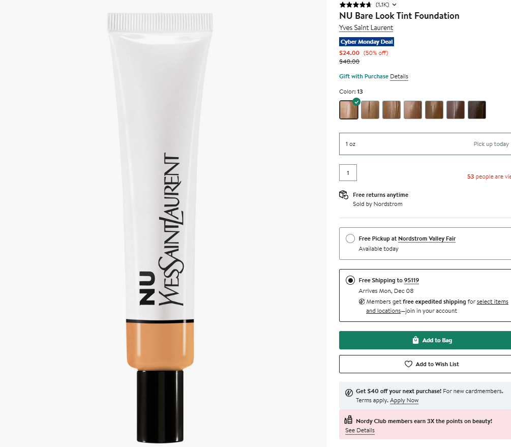 YSL Nu Bare Look Tint BB Cream discount