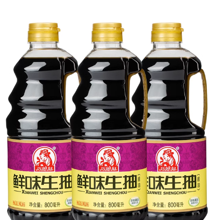 11.78元！巧媳妇鲜味生抽酱油800ml*3（凑单包邮）