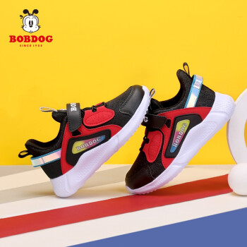 巴布豆童鞋新款女童运动鞋黑色 26码