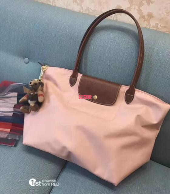 补货longchamp珑骧lepliage大号裸粉色饺子包