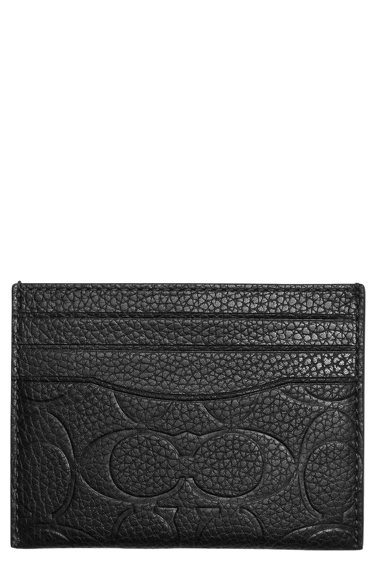 COACH-Embossed leather-Card case-Leather card-Leather