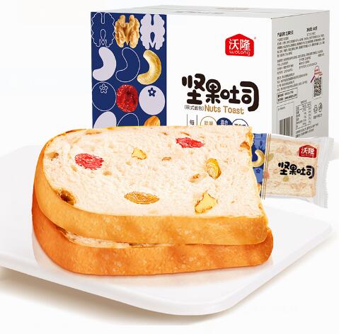 19.9元包邮！沃隆 坚果吐司面包640g
