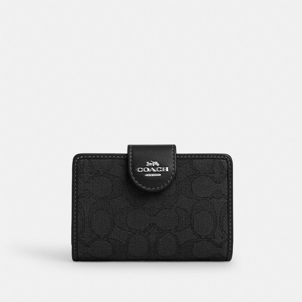 coach medium corner zip wallet in signature jacquard CU402-SBKBK