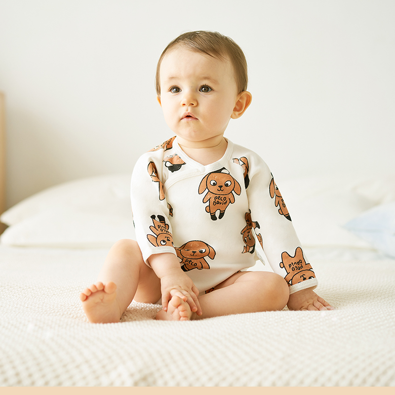 纯棉新生婴儿连体睡衣爬行服