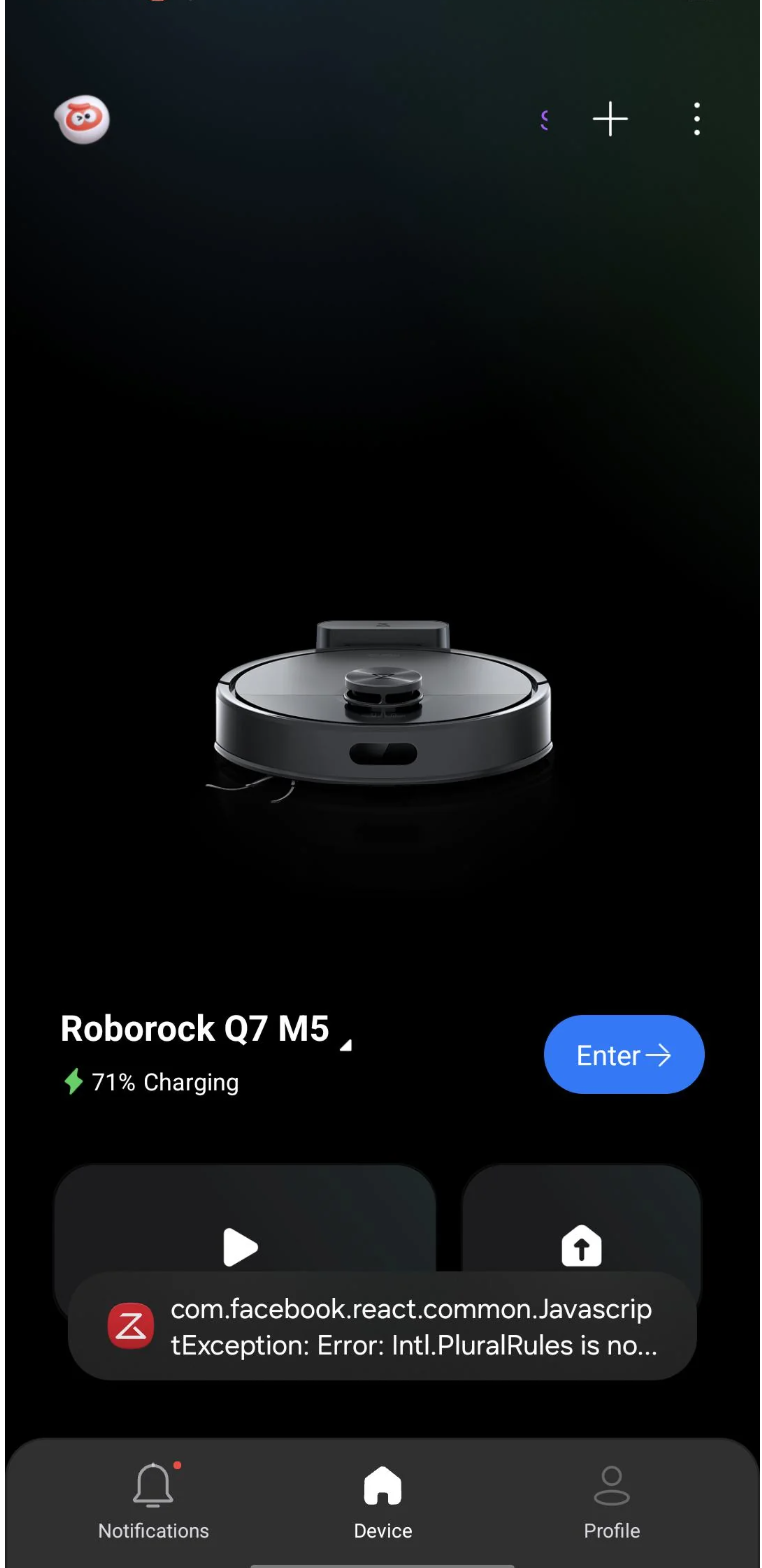 Restored Roborock Map Interface After Fix Successfully restored Roborock app map interface showing clean floor plan and working room controls