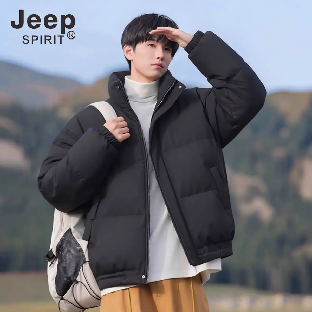 JEEP SPIRIT秋冬新款男士保暖御寒棉服加厚立领外套情侣装棉袄5