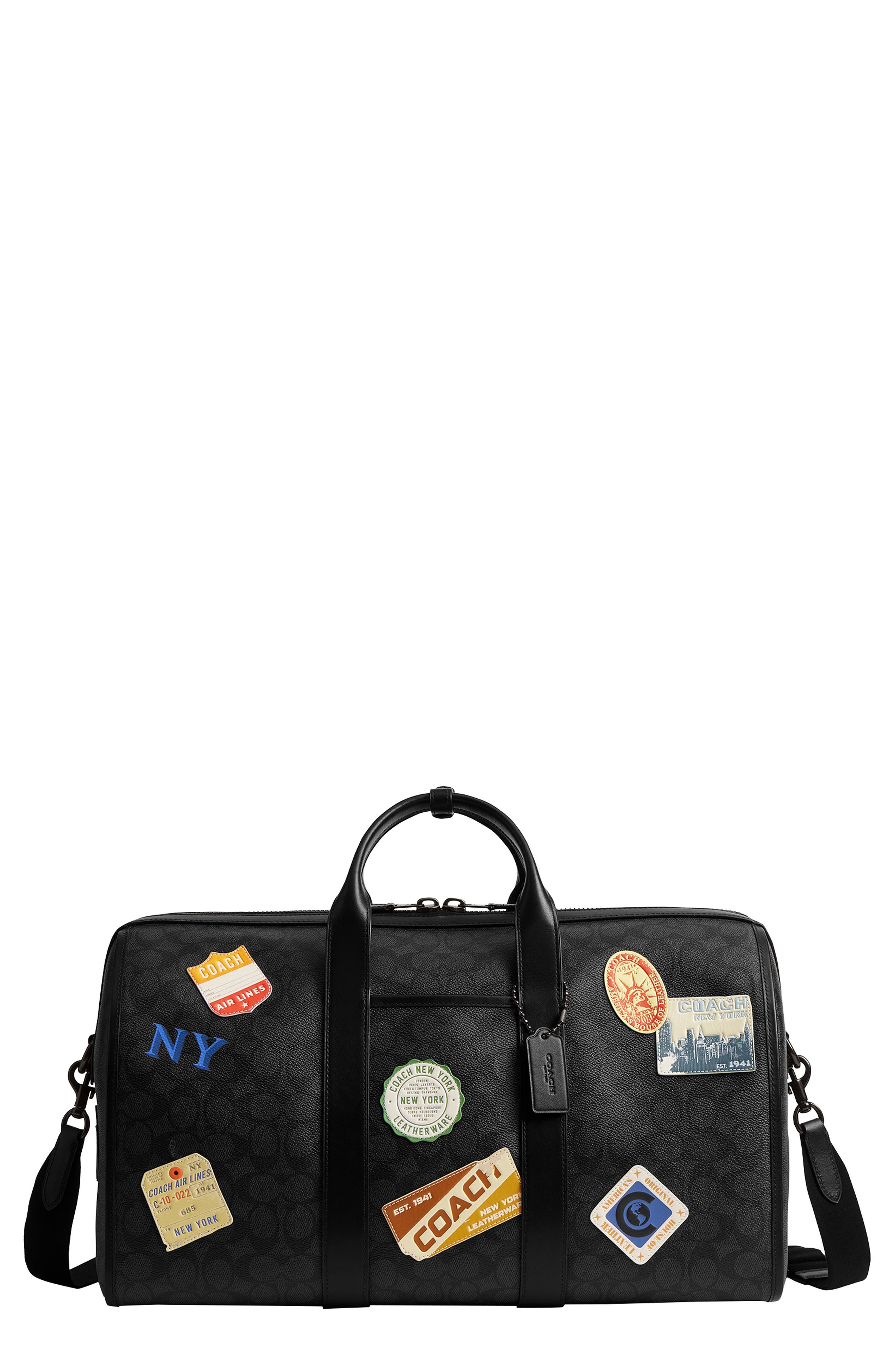 COACH Gotham 45-Inch Patch Embellished Signature Canvas Duffle Bag