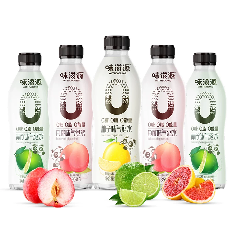 味滋源无糖气泡水350ml0糖0脂青柠白桃柚子