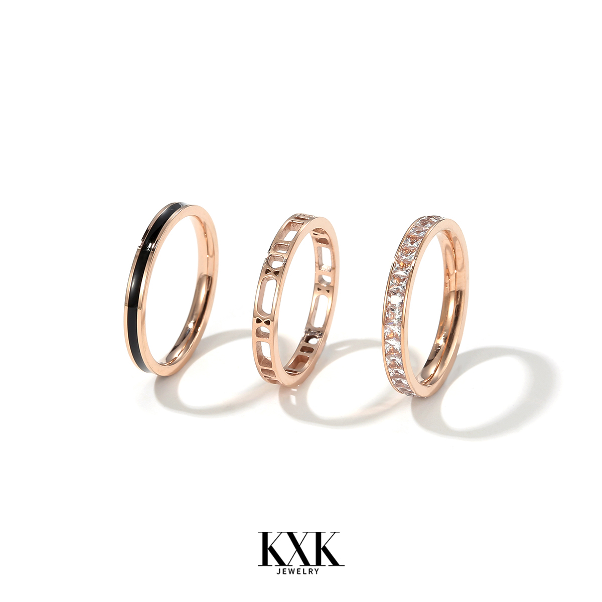 【蜜蜂手速节】钛钢食指戒指女三件套