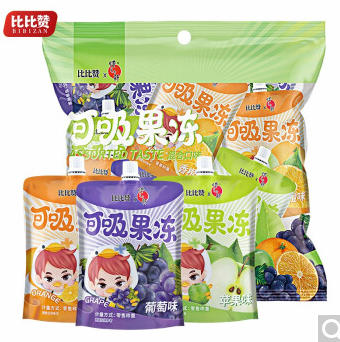 3.9元包邮！比比赞可吸果冻小零食【混合味】 480g（8包）