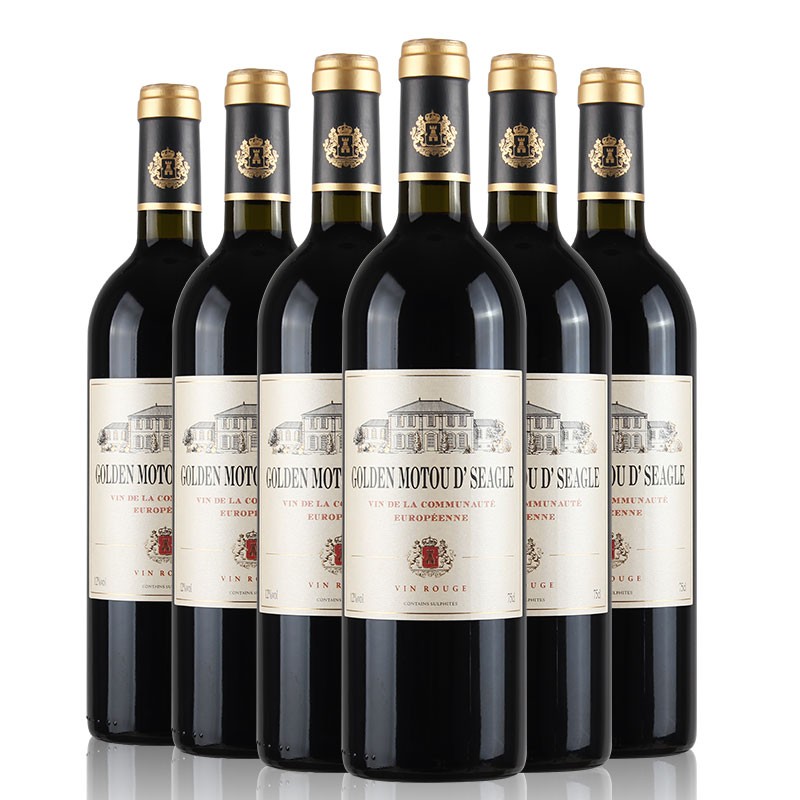 【JD旗舰店】12度法国进口波尔多瓶葡萄酒 750ml*6瓶