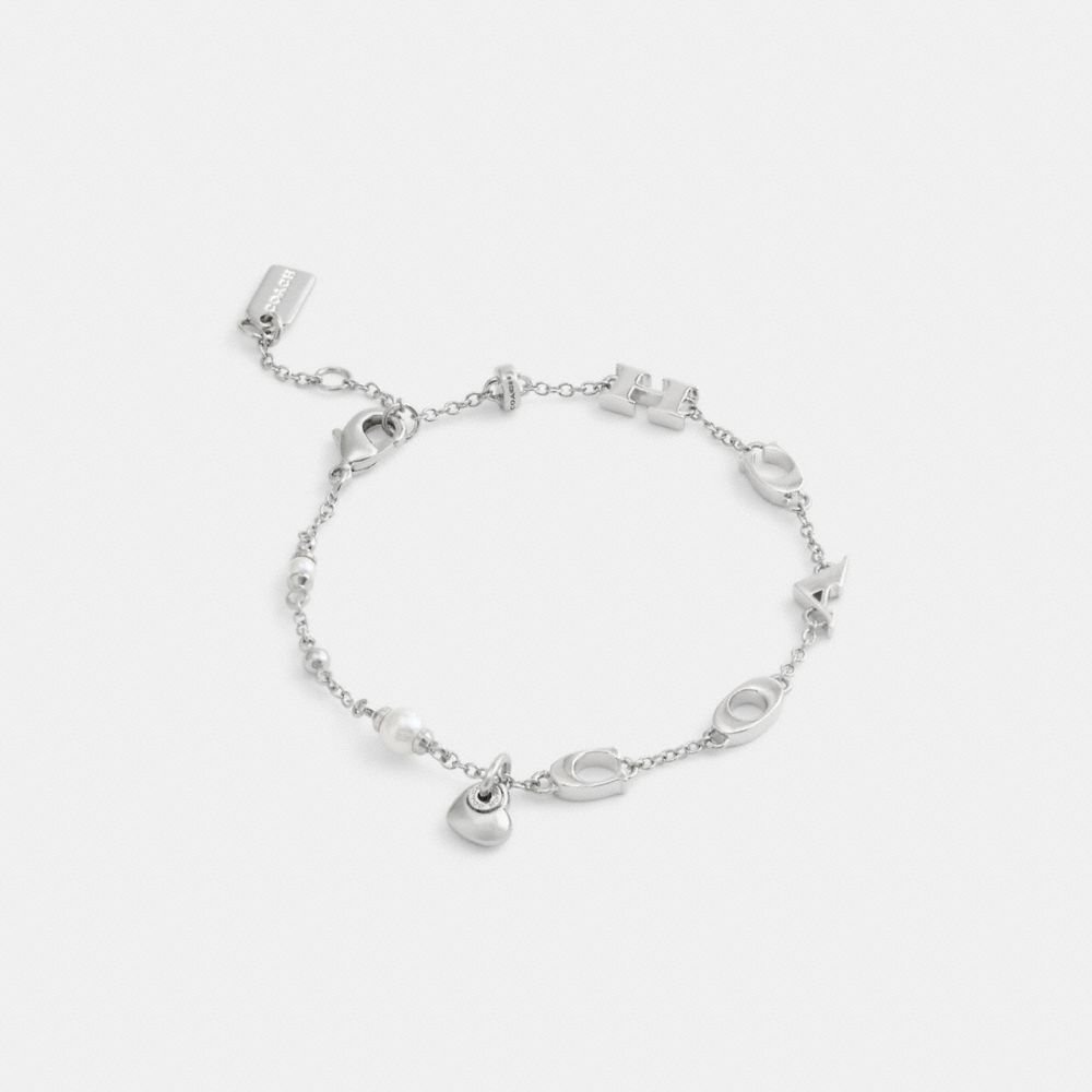 coach open circle heart linear bracelet CBW14-SLV