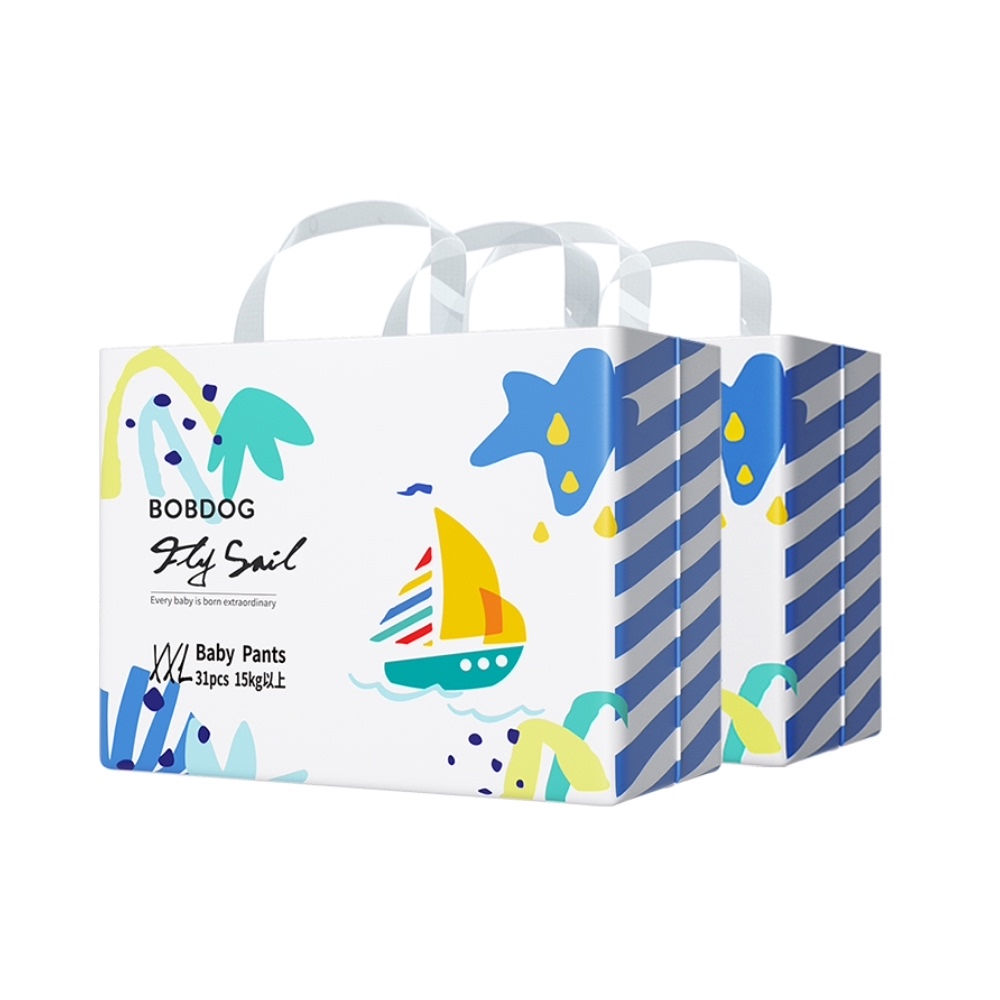 巴布豆拉拉裤飞帆0感尿不湿XXL124片