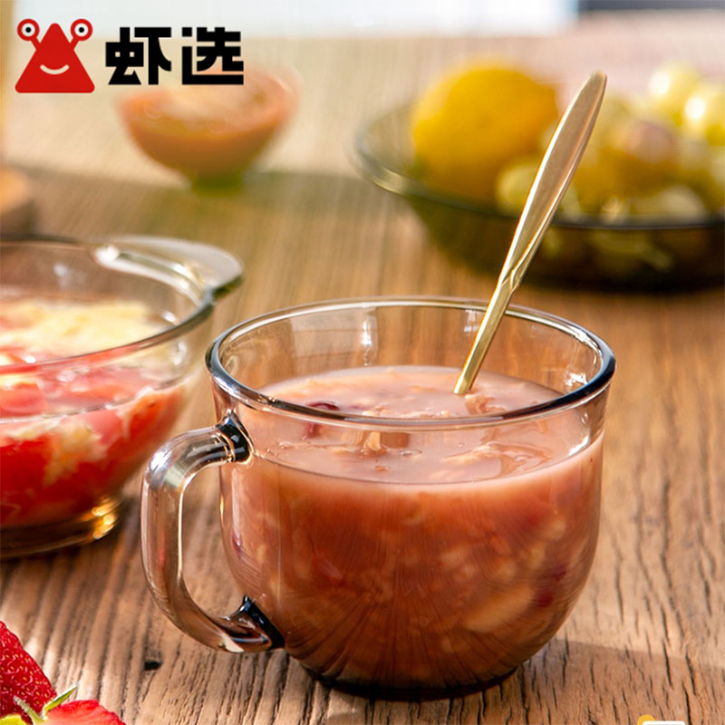 【2只】猫厨琥珀色玻璃早餐杯470ml*2只